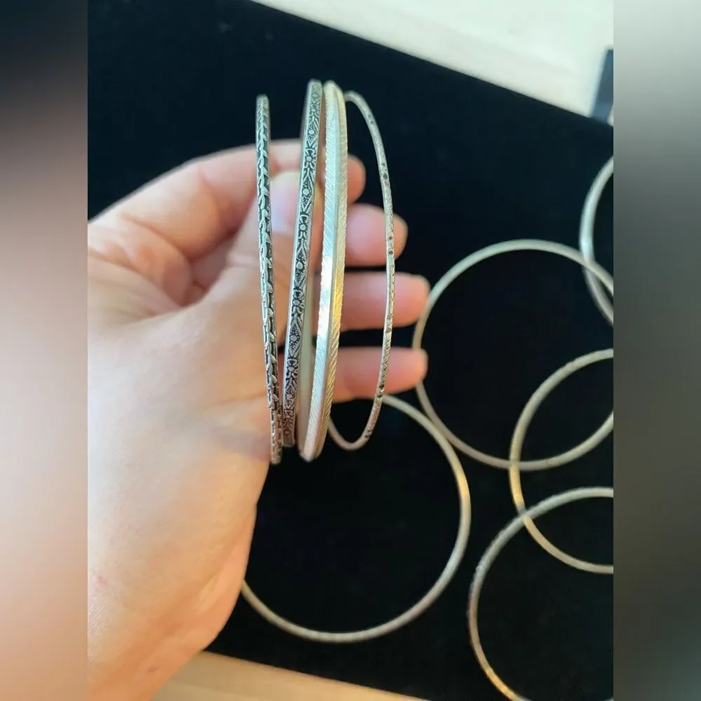 Y2K Lot of 13 Quality Chic Minimalist Silver Bangles